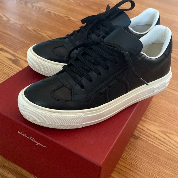 Salvatore Ferragamo Borg Leather Sneakers - Picture 1 of 10